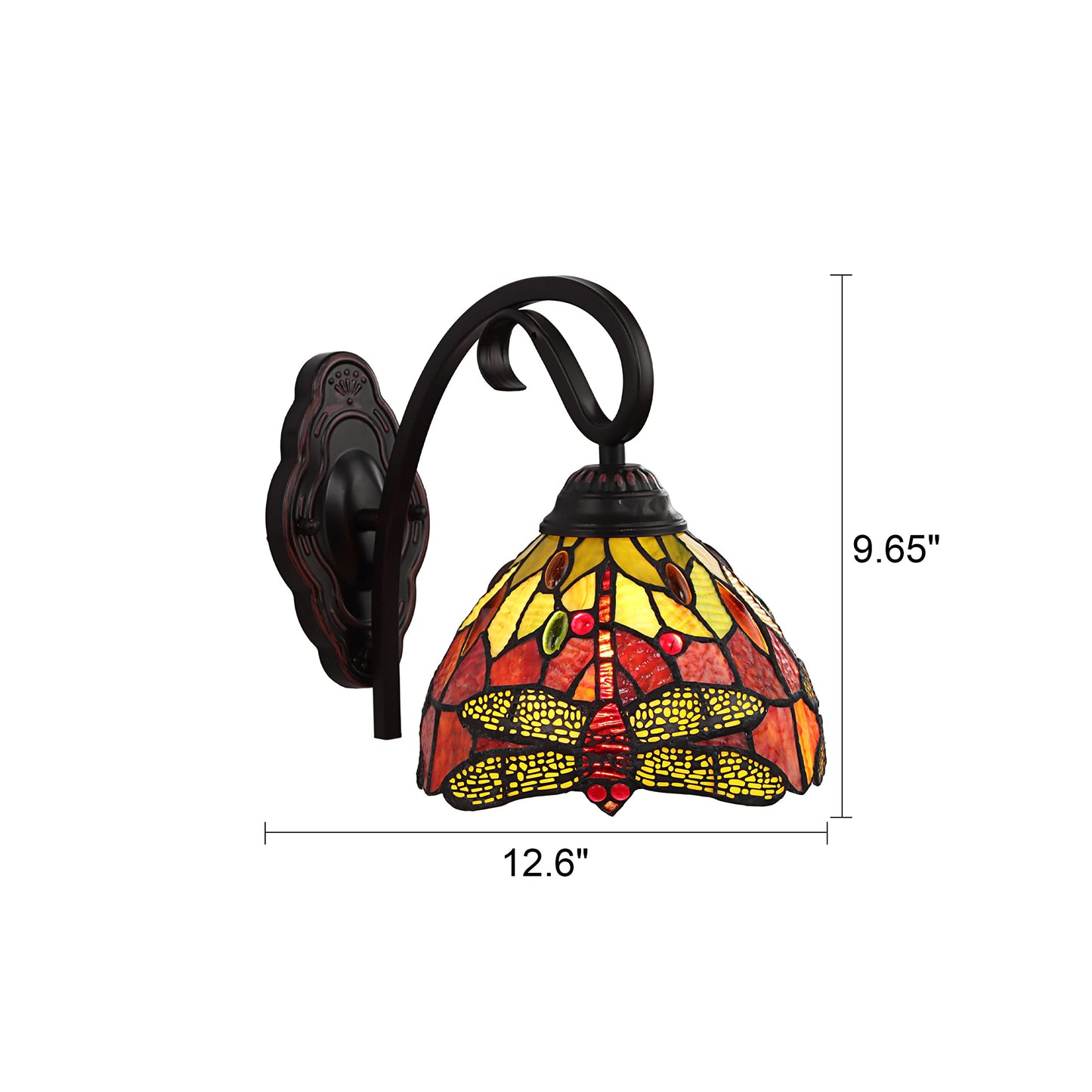 Chloe Lighting Empress Dragonfly Wall Sconce, Dark Bronze, 1 Light, 8in Wide, Multicolor, 7.87 x 9.65 x 12.6,